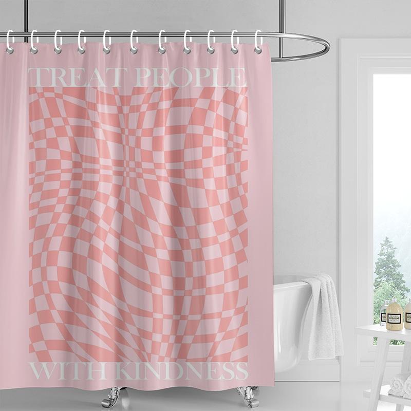 

Ins style bathroom soft cloth shower curtain abstract geometric pattern design waterproof bathroom door curtain decoration 90x180cm
