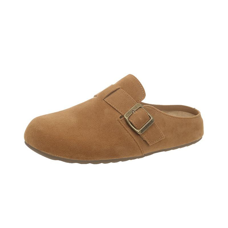 inner heightening thick-soled bag head half slippers women's outer wear spring and autumn new one-pedal Boken slippers