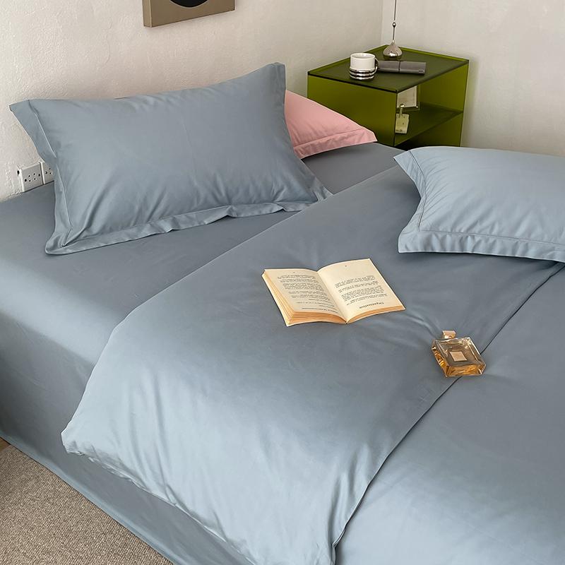 Solid Simple 100% Long-staple Cotton Bedding Set New Soft Skin-friendly Queen Duvet Cover Set with Sheet Quilt Cover Pillowcases