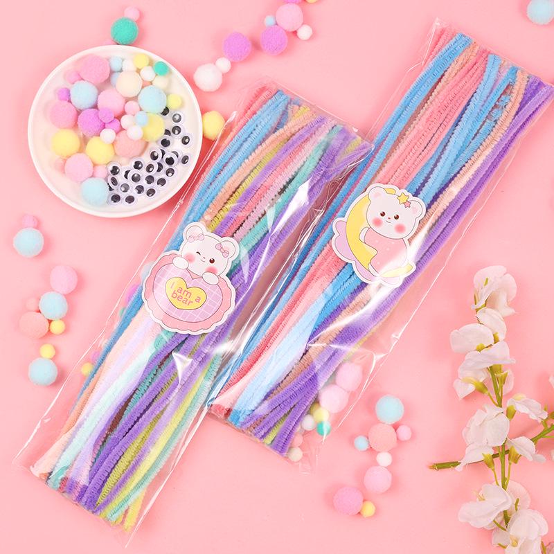 100-Pack Eco-Friendly Glitter Pipe Cleaners - DIY Educational Tinsel Chenille Stems for Kids