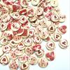 100Pcs 15mm Natural Flat Round Printed Wood Buttons 2-Hole Flat Round with Heart Decorative Wooden Buttonsfor DIY Sewing