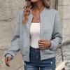 Autumn Winter Solid Color Zipper Jacket Baseball Collar Casual Coat for Women Long Sleeve Jackets & Coats