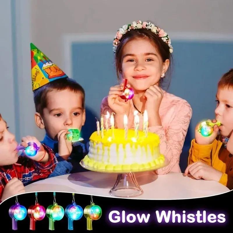 LED Glow Whistle with Lanyard Glow in The Dark Party FavorsFun Toy Whistles for Kids and Adults Party Decoration Accessory