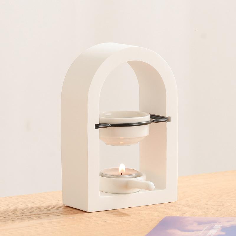 1 Stück Rahmen Dekorativer Bogen Stabil Gips Glatt Brenner Modern Aromatherapie Mehrzweck Kerzenlampe Wärmeeffizient