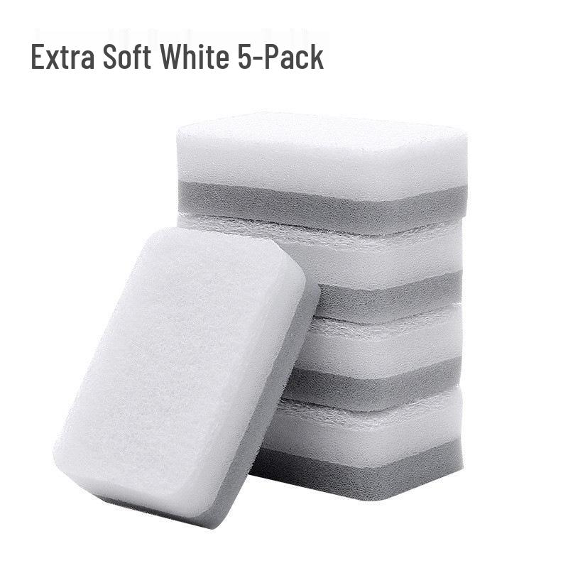 Extra Thick Double-Sided Sponge Scrubber: Kitchen Cleaning Brush & Three-Layer Scouring Pad