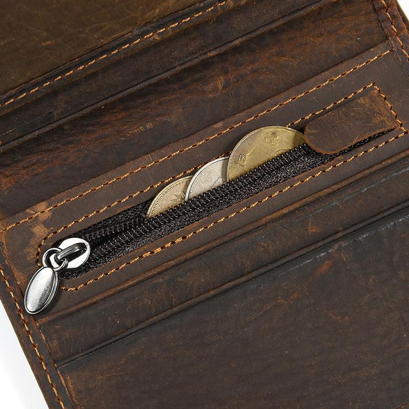 Good Leather Short Wallet Men Male Small Crazy Horse Leather Vintage Purse Slim Wallets Wholesale Bifold Wallets Drop shipping