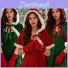 Vintage Christmas Hooded Cape With Polyester Material For Festive Event Wear