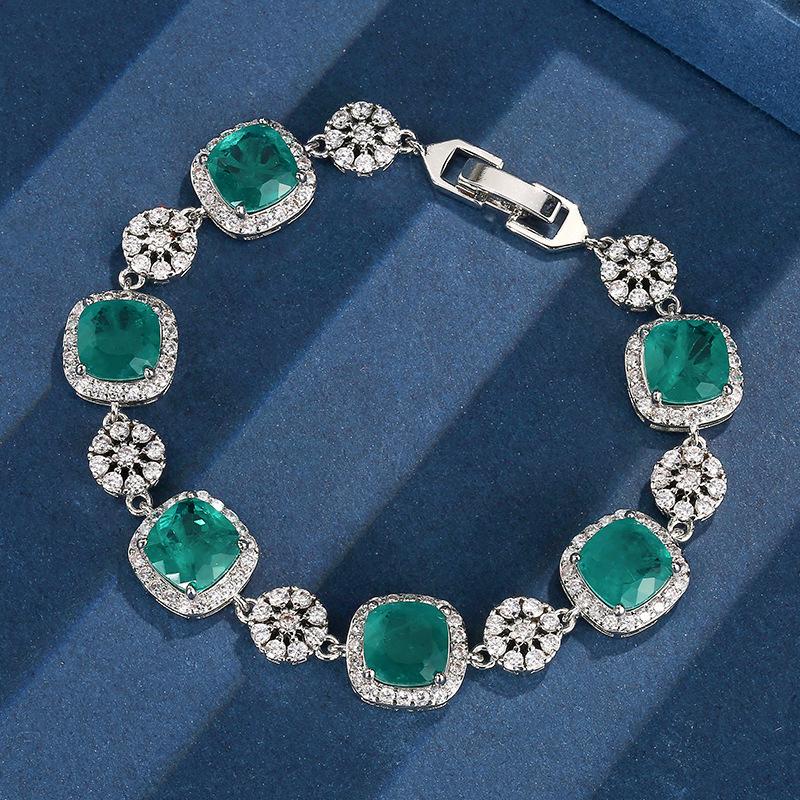 Jewelry Retro Simulation Color Treasure Light Luxury Full Diamond Bracelet Bracelet Jewelry Heroine Stone 8 * 8