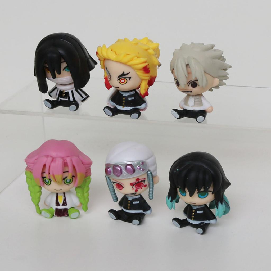 6Pcs/Set Q Edition  Anime Figure Model Kamado Tanjirou Kyoujurou Kanroji Mitsuri Toys Doll Gift