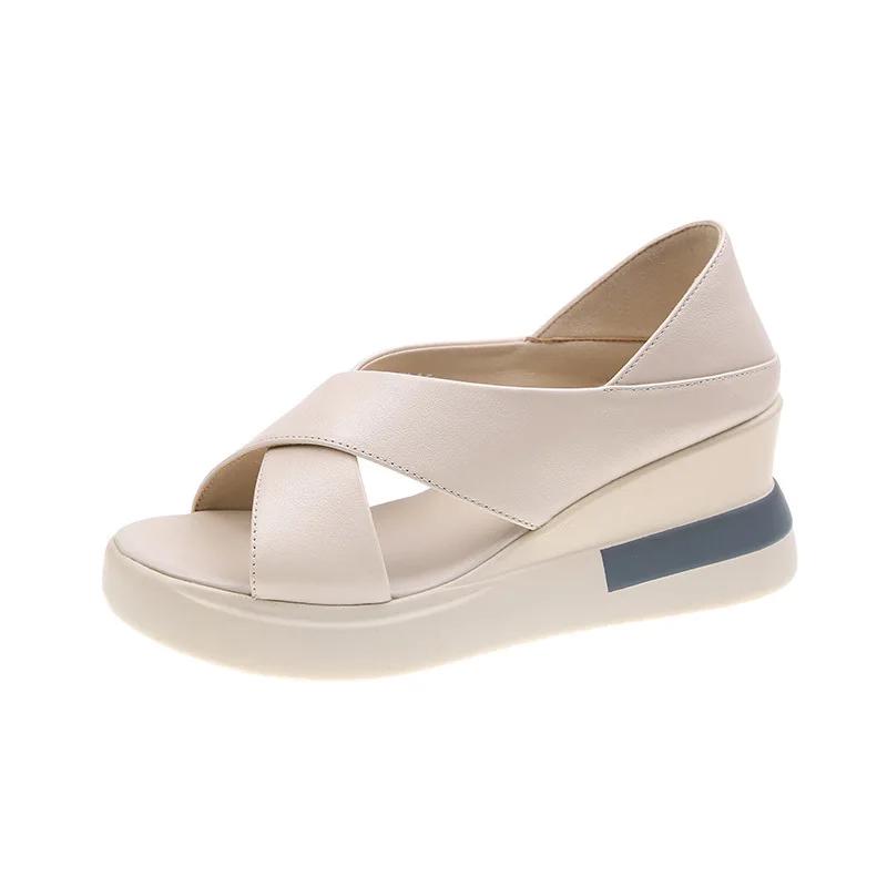 Muffin Bag Heel Sandals Women 2025 Summer New High-heeled Fashion Outer Wear Wedge-heeled Thick-soled Comfortable Women's Shoes
