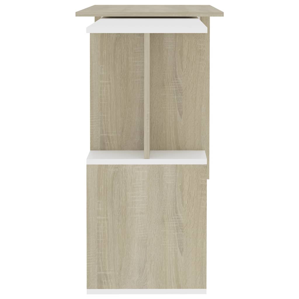 Corner Desk White & Sonoma Oak 200 x 50 x 76 cm Engineered Wood