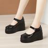 High Heels, Shallow Mouth, Single Shoes, Women's 2025 New Waterproof Platform, Lacquer Leather, Large Size Work Shoes
