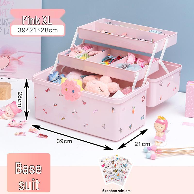 High Capacity Hair Accessories Kit: Elastic Bands, Clips, and Ornaments for Girls with Jewelry Storage Box