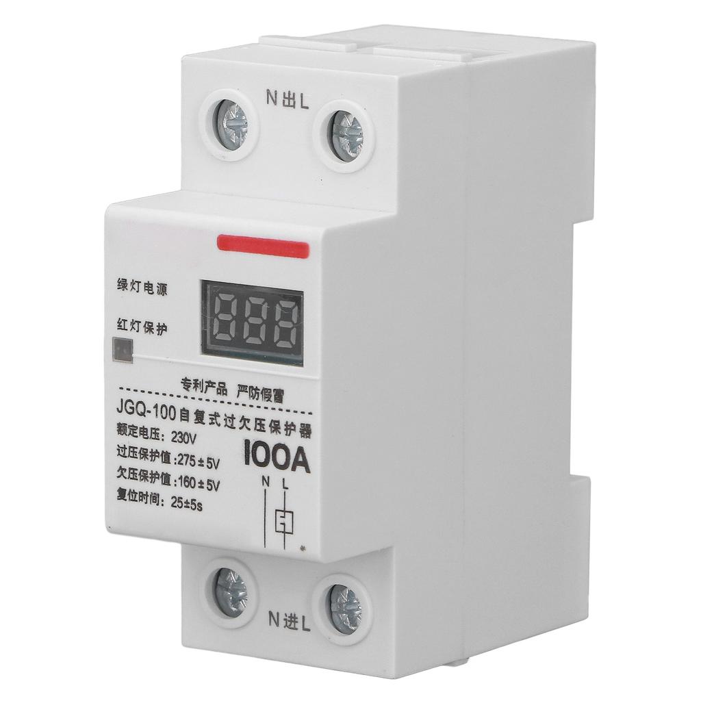 Over Under Voltage Protector 100A DIN Rail Self Resetting Voltage Protective Device with Square