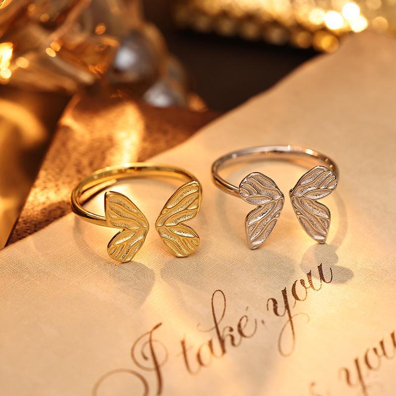 Banyan Tree S925 Silver Butterfly Ring - Forest Series: Feminine, Fairy-inspired, Sweet Fashion with Open Design. Perfect for Index Finger.