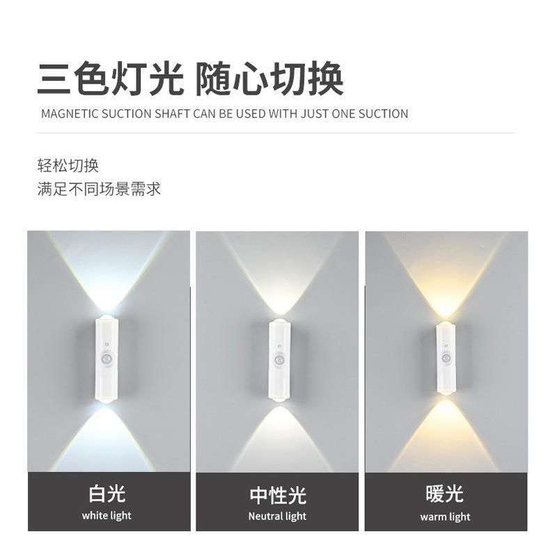1/2/3PCSSmart RGB Gradient Night Light Magnetic MotionSensor Rechargeable Wall Lamp for BedroomBathroom Closet Garden Home Decor