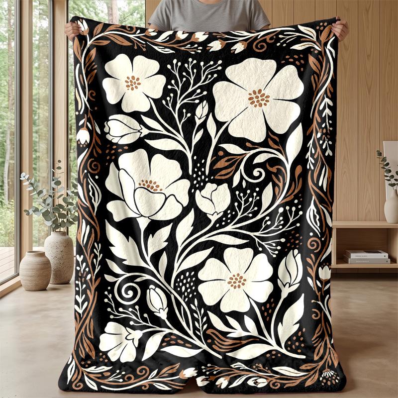 Elegant Floral Butterflies Theme blanket Lightweight Warm Flannel Blanket Decorative Throw Blanket for Home Decoration