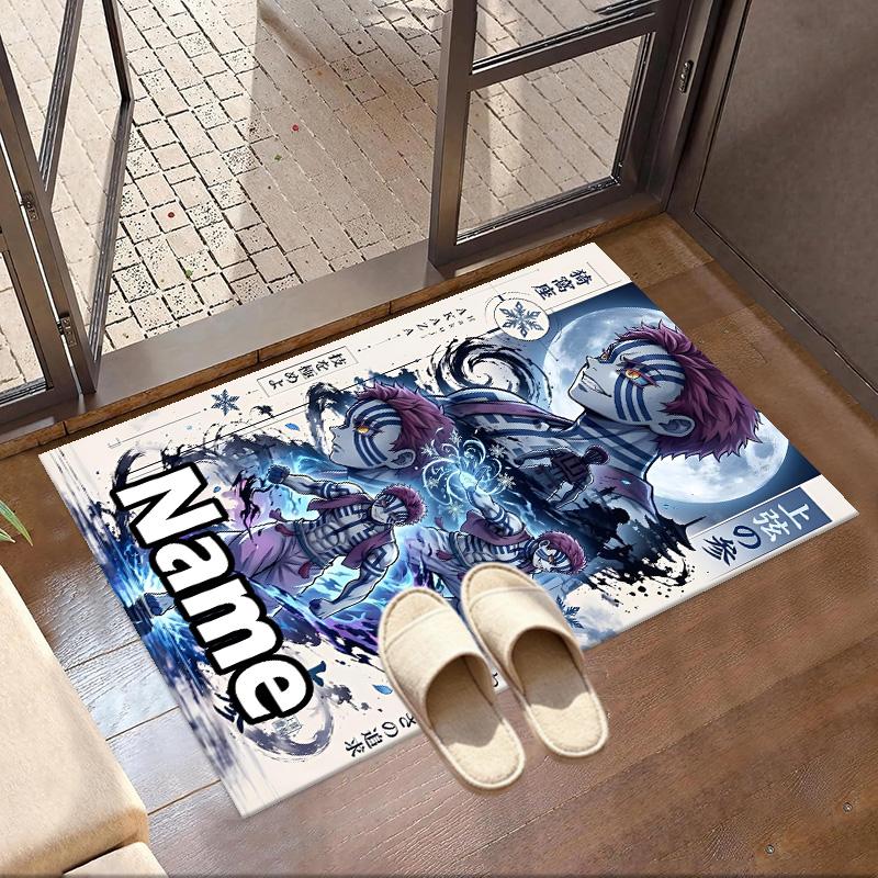 Benutzerdefinierter Name Personalisierter Demon Slayer Druck Teppich, Vielseitiger Heimdekor Teppich, für Spielzimmer, Wohnung, Balkon, Eingangsbereich, Flur Geschenk