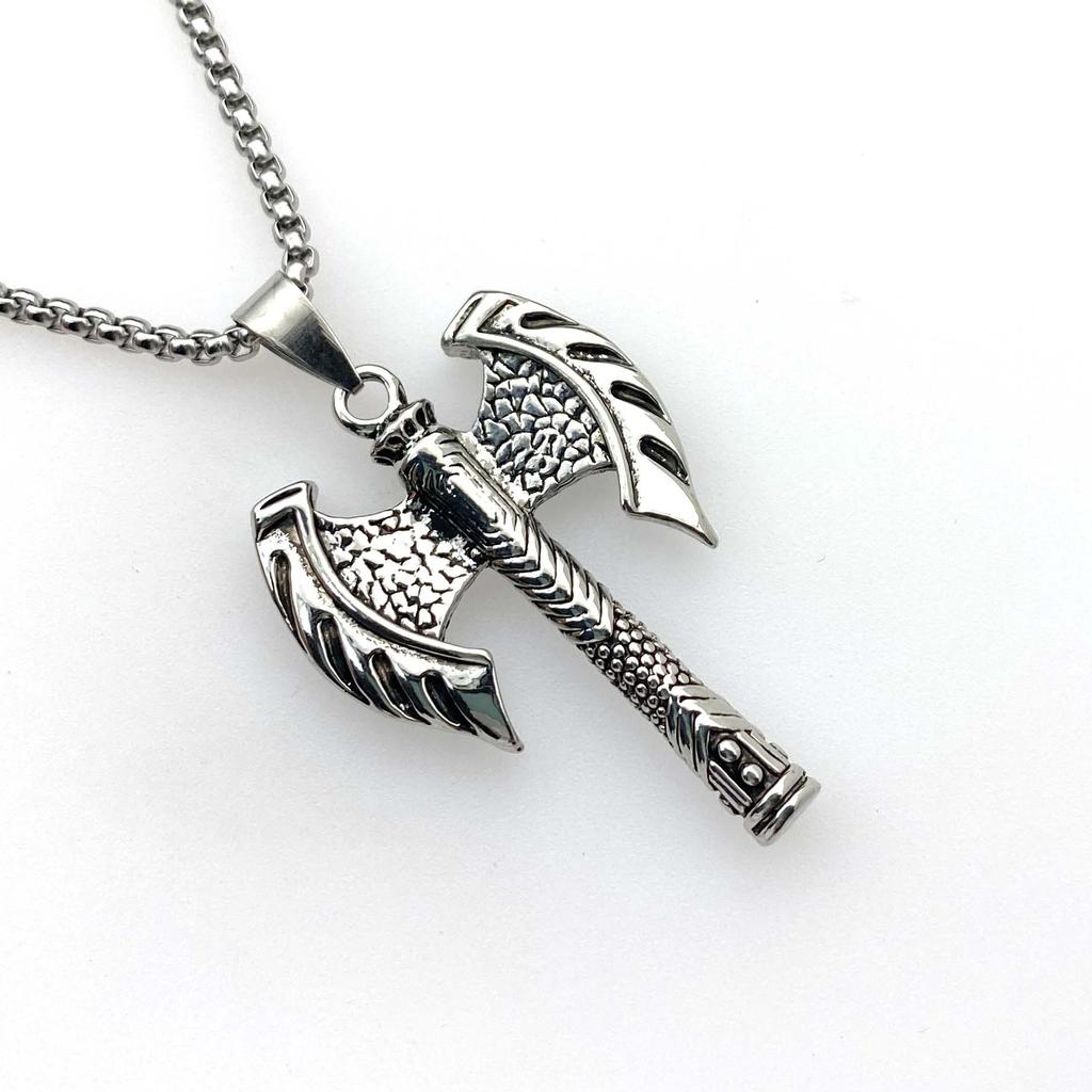 Collier Viking Vintage Pendentif Hache à Double Tranchant