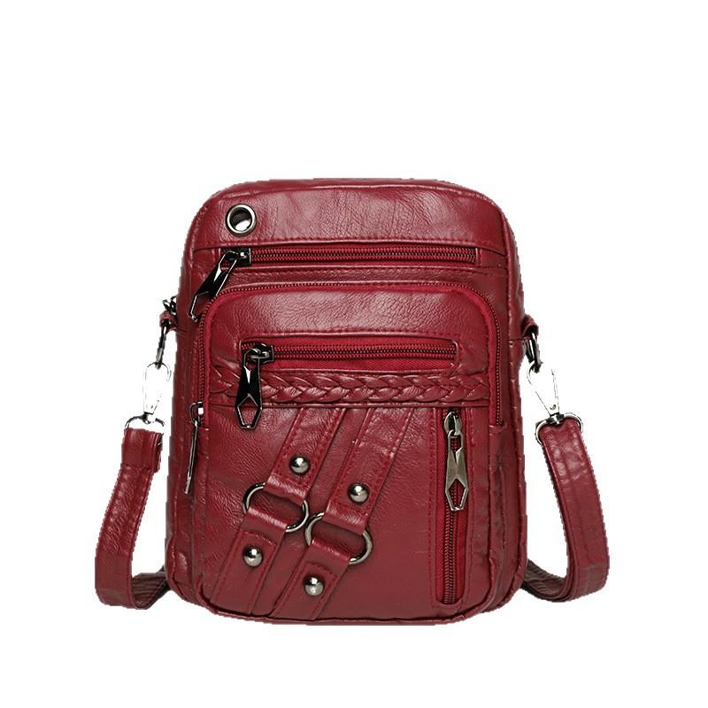 Bolso para Teléfono Móvil Bandolera de un Hombro Multicapa con Cremallera Monedero Bolso Cuadrado Pequeño