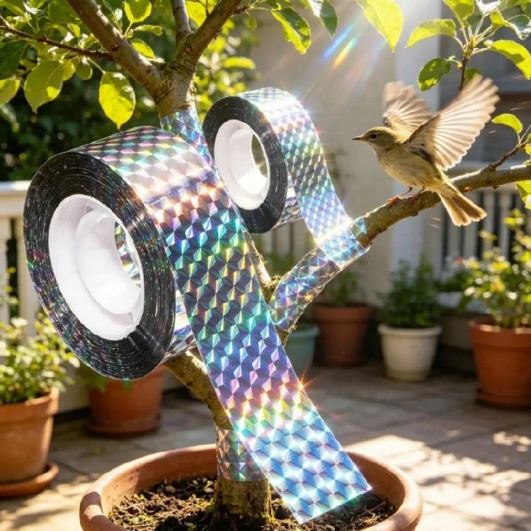 2Pack Durability Plastic Reflective Deterrents Tape Anti Bird Deterrents Sticker Bird Scare Flashing Tape Garden Farm