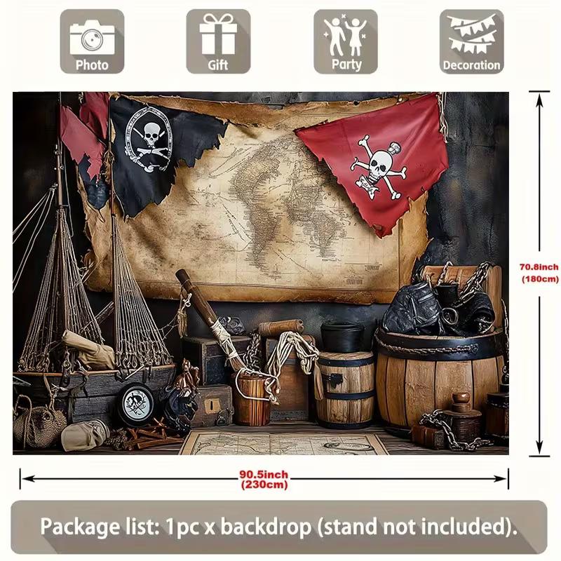 Pirate Treasure Map Tapestry - Vintage Nautical Home Decor & Party Background
