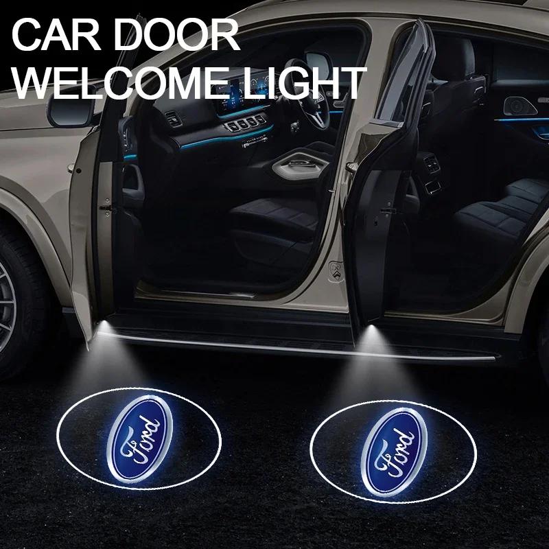 Autoaufkleber 2026 Ford 1/2 Stück LED Auto Tür Willkommen Laser Projektor Logo Nachtlicht Kabellos Für Ford Focus Fiesta EcoSport ESCOR