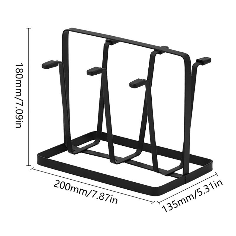 

Стальная сушилка для бутылок и стаканов, 6 крючков, органайзер для стеклянных емкостей с защитными резиновыми концами, крючки чёрный