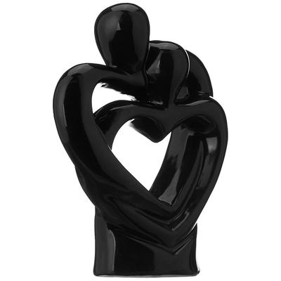 Statue en céramique représentant un couple romantique passionné pour la décoration intérieure (Paquet de 1, noir)