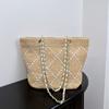 Straw Tote Bag, Diamond Chain Bag, Women's Shoulder Bag, New Beach Vacation Style, Large-capacity Underarm Bag Tide
