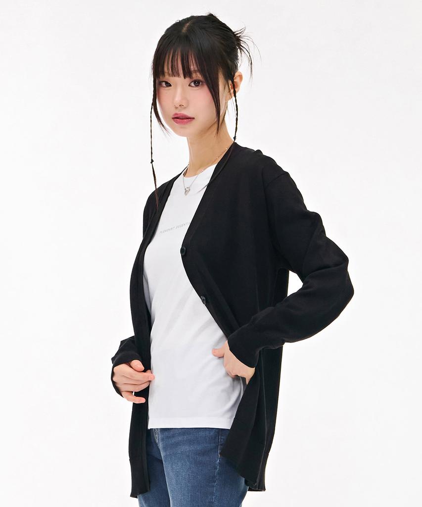 Chasecult Women'S V-Neck Long Cardigan - Black