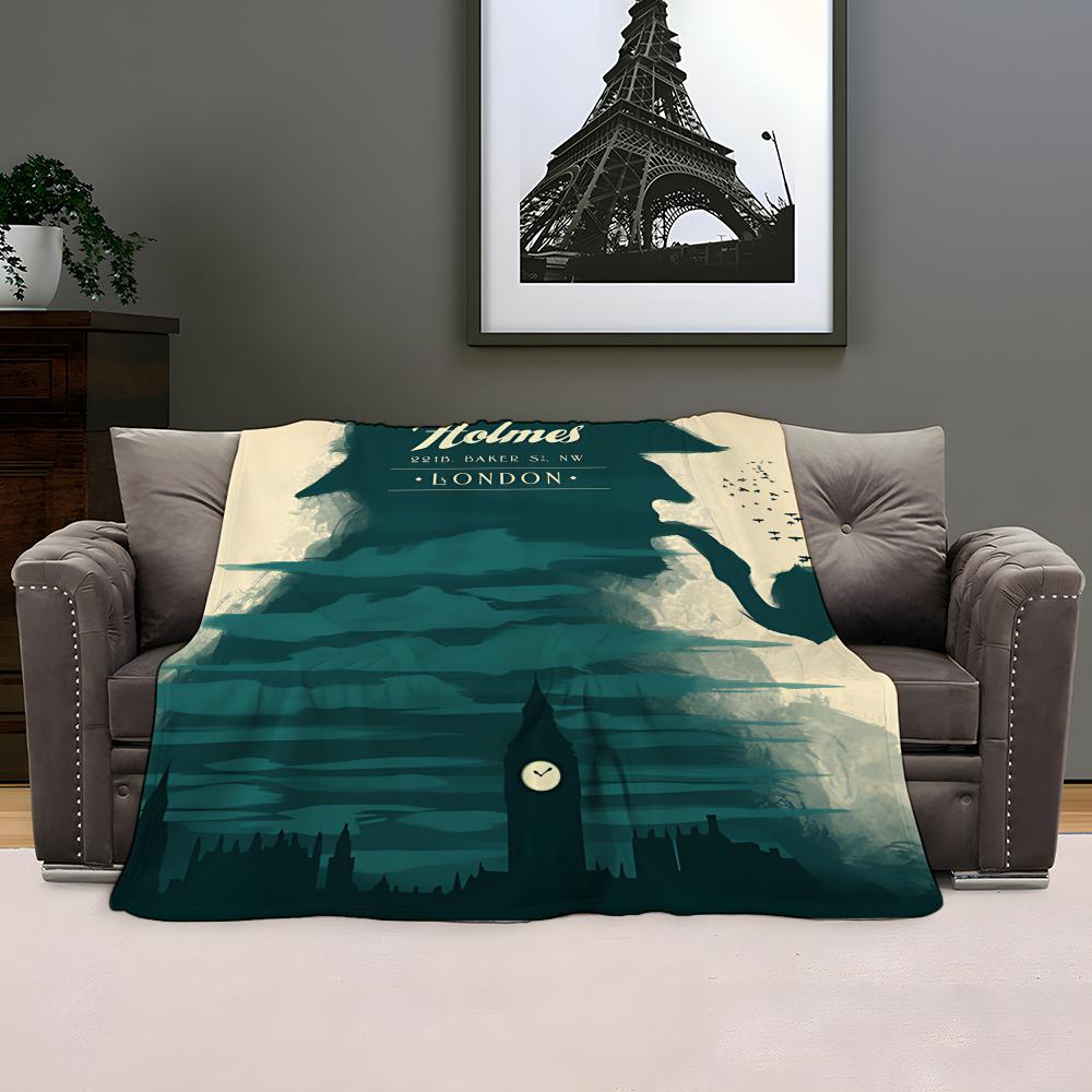Classic TV S-Sherlock Holmes Throw Kid-Friendly Flannel Throw Blanket Soft Warm Anti-Static Washable All Season