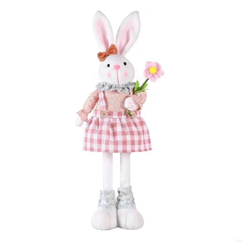 New 0Xxa Easter Rabbit Figures Adjustable Legged Easter Rabbit Figurine Home Ornament Decor