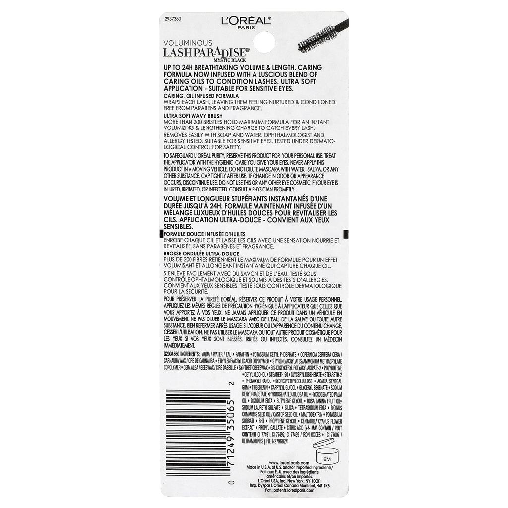 L'Oréal, Volumizing Lash Paradise™ Mascara, 205 Mystic Black, 8.5 Ml (0.28 Fl Oz)