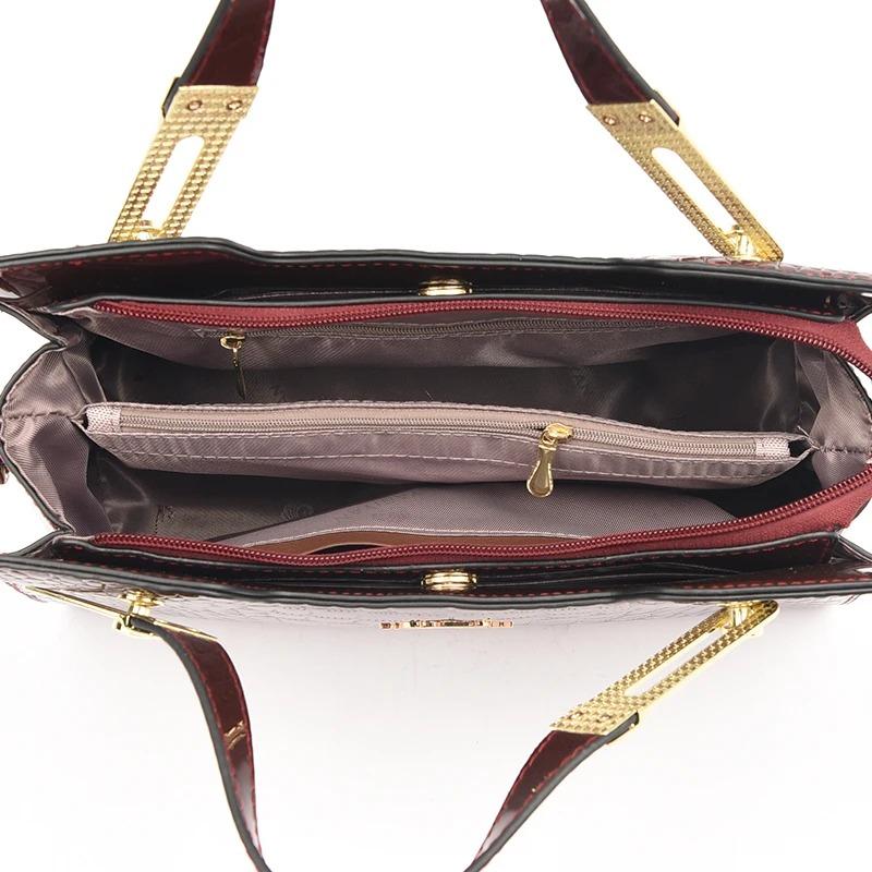 3 Layer Large Capacity Tote Bag Luxury Handbags Women Bags Designer Crocodile Pattern Ladies Boston Shoulder Bag High Quality