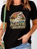 Auntie Saurus Rex Dinosaur Sunglasses Sunset Palm Trees T-shirt