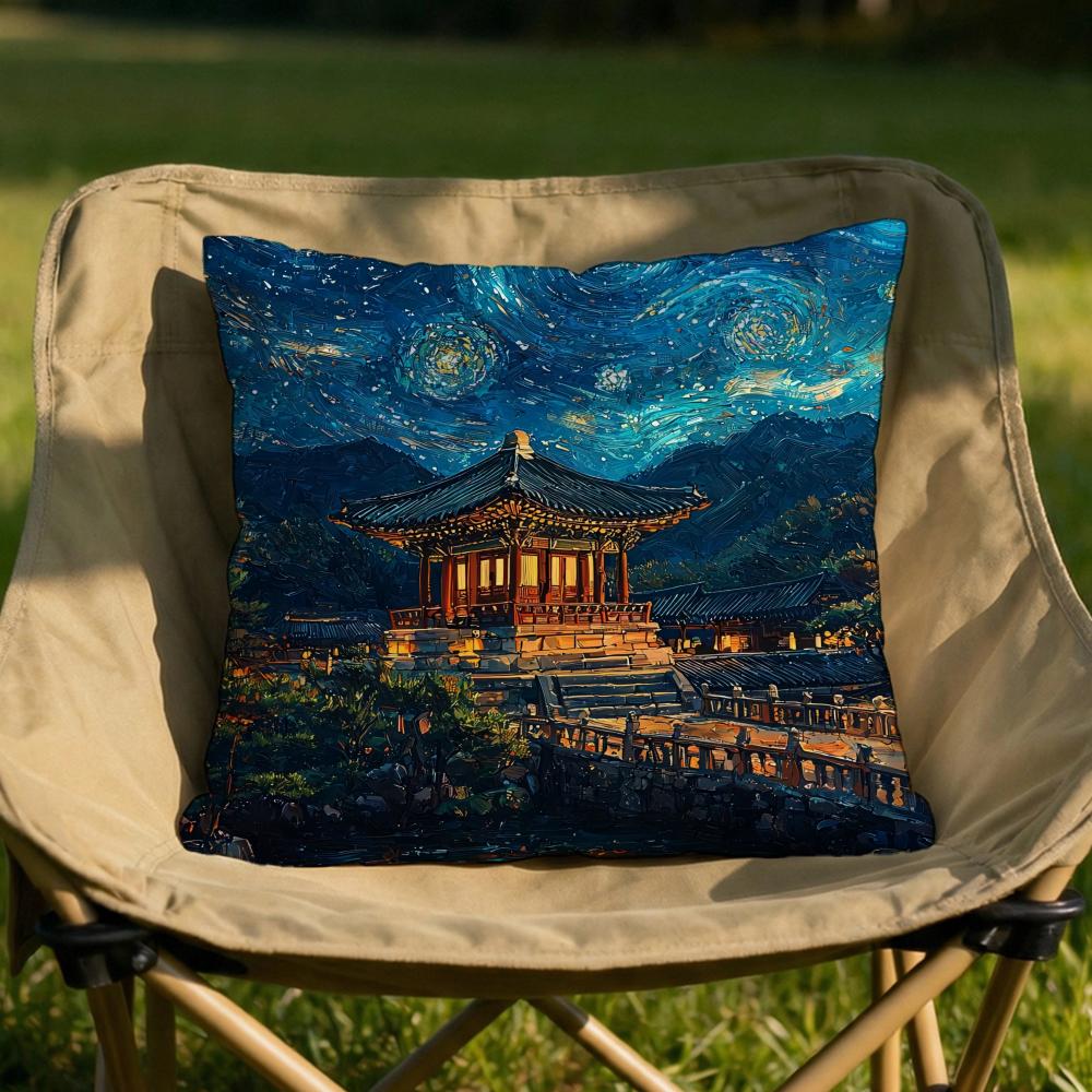 Korea Foguo Temple Cushion Cover Soft Reversible  Durable Pillow Cover  MultiScene Use for Home  Car Daily Comfort