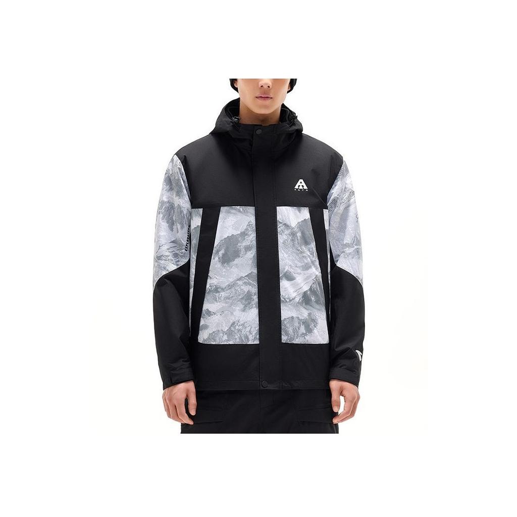 Anta Comprehensive Training Series Full-Print Logo Zippered Three-In-One Hooded Jacket Men Outerwear Black 952247670-3