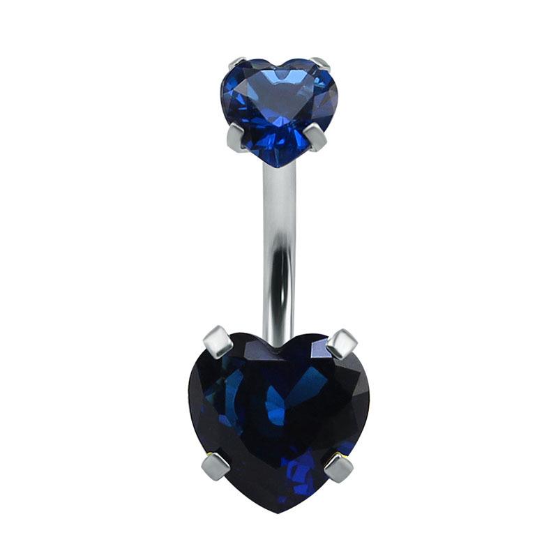 Heart-Shaped Zircon Titanium Steel Navel Rings - Customizable European & American Design (2022)