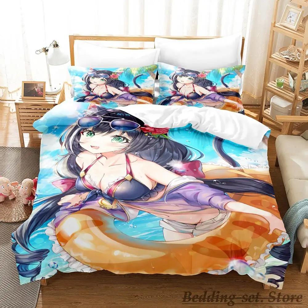 Kawaii Kyaru Bedding Set Single Twin Full Queen King Size Bed Set Adult Kid Bedroom Duvetcover Sets  Anime Grils