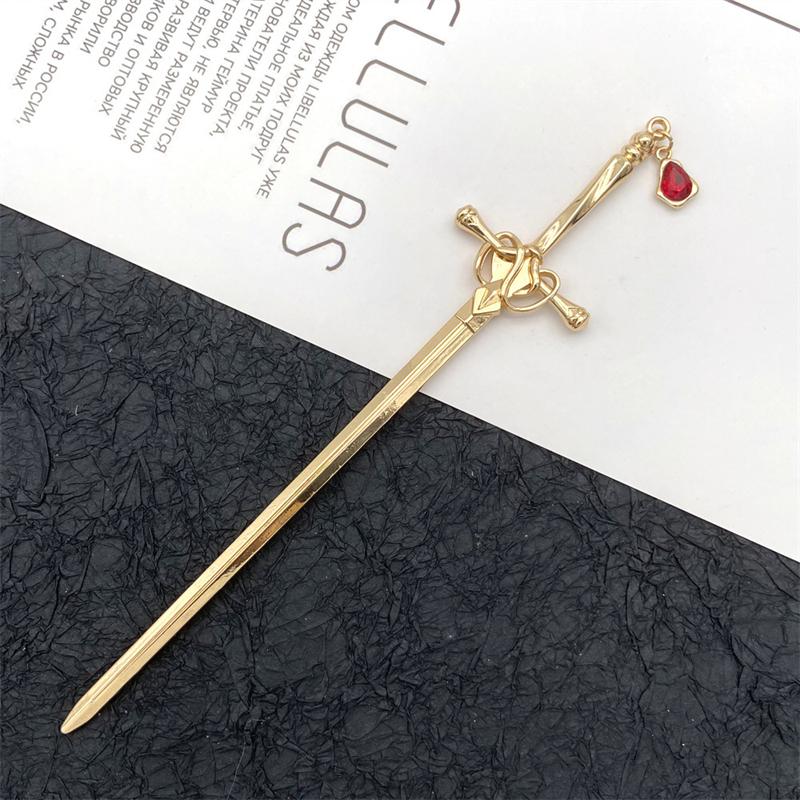 New Antique Metal Sword Hairpin Women's Fashion Chinese Simple and Creative Pan Hairpin Jewelry Temperament Headwear Accessories
