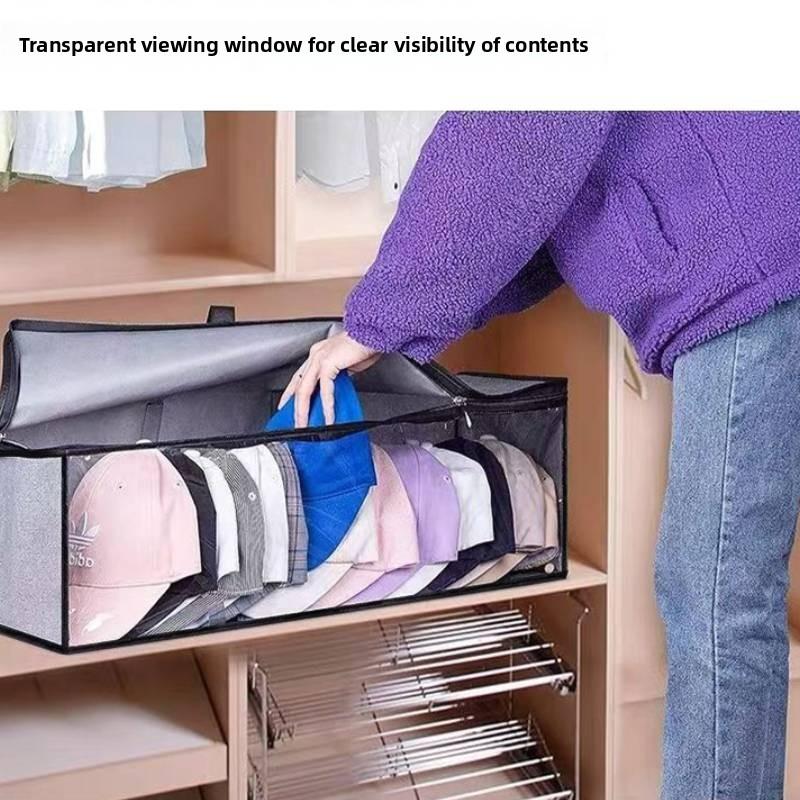Clothing Storage Box With Clear Lid And Foldable Design For Bedroom And Closet Organization