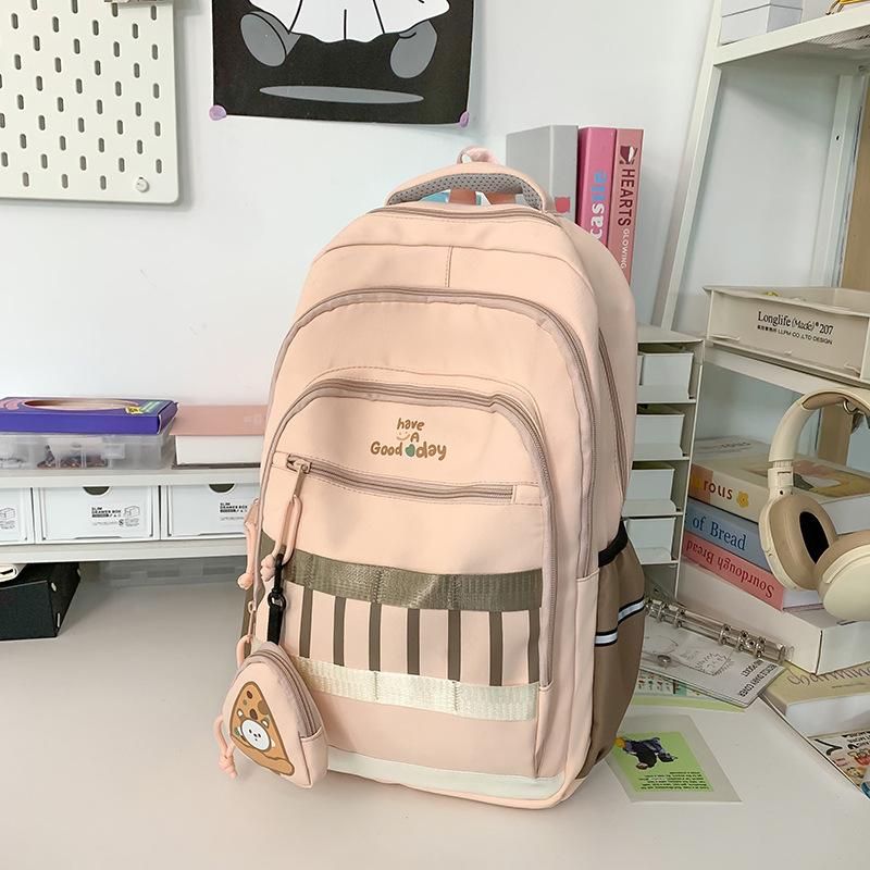 

Школьный рюкзак для старшеклассниц, новый нейлоновый университетский рюкзак для компьютера, дорожный рюкзак для ученика средней школы, рюкзак в студенческом стиле розовый