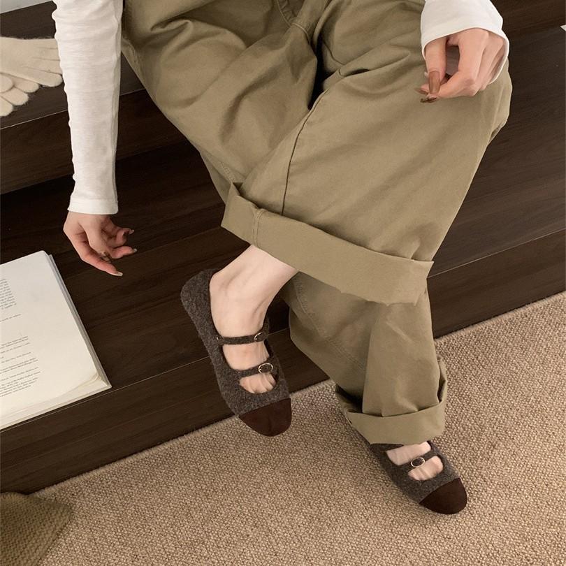 2025 spring new fashion versatile temperament round head light mouth single shoes thick heel ladyshoes French color matching single shoes