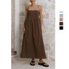 Modèles Été Européens et Américains, Rayures de Piste, Couleur Unie, Mode Décontractée, Bretelles Élastiques, Robes Moyennes et Longues 93
