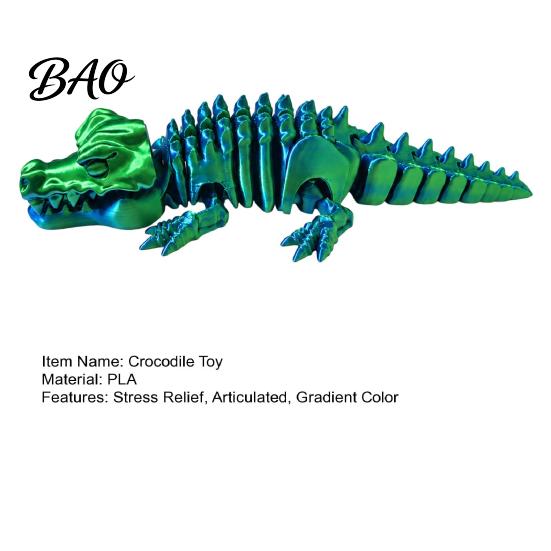 Creative Desktop Decoration 3D Printed Articulated Crocodile Toy, Flexible Reptile Figure, Animal Fidget Toy for Unique Gift Stress Relief,