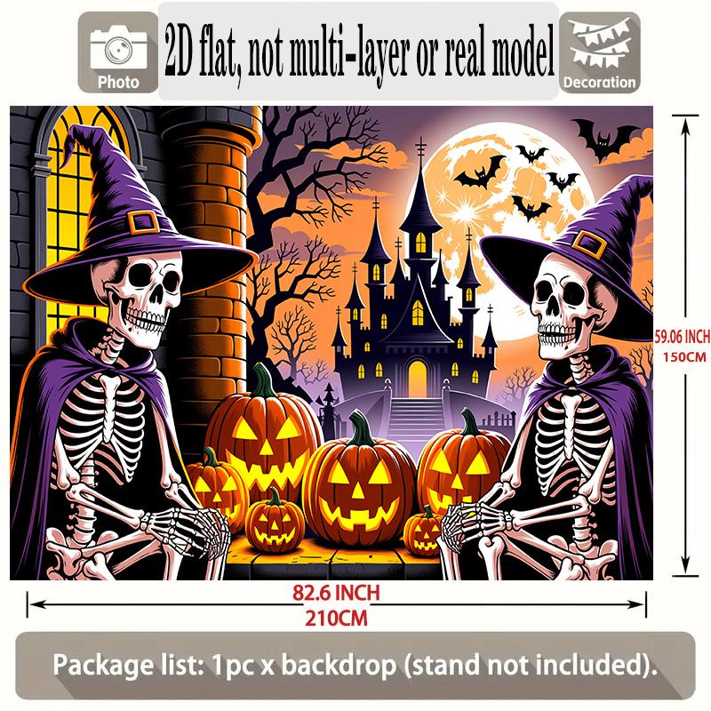 Party Backdrop Halloween Castle Flat Banners Spooky Skeletons Pumpkins Celebrations Wedding Event Photo Background Front Door Decor