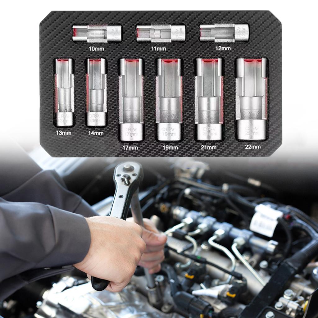 9Pcs Oil Pressure Sending Unit Removal Kit Oxygen Sensor Wrench Removal Tool Oxygen Sensor Removal Socket Tool for Vehicle