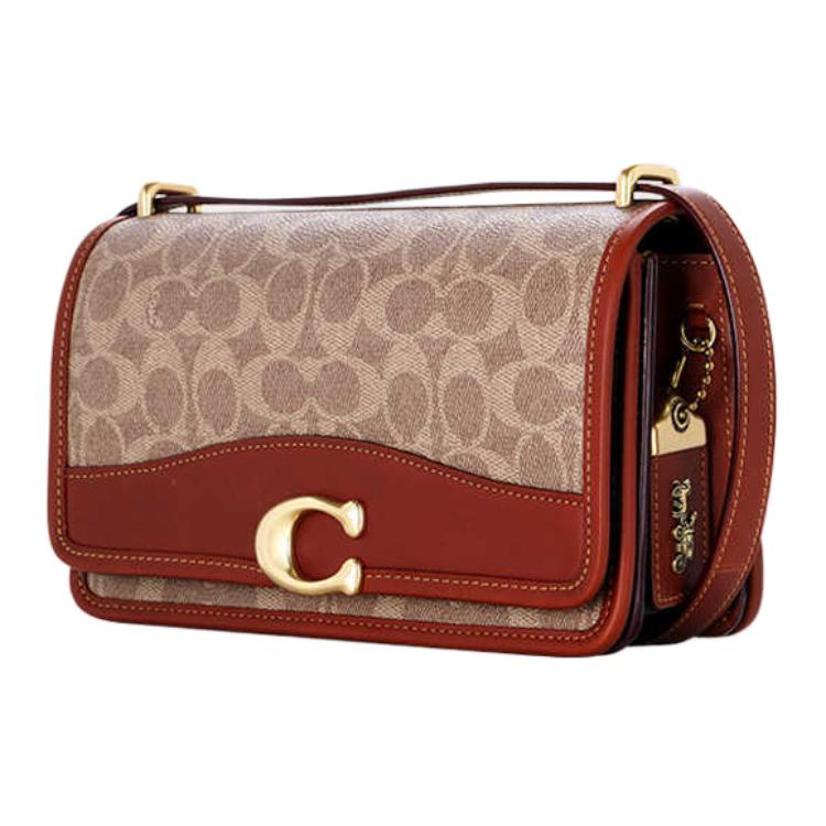 New COACH PVC Crossbody Bag Shoulder Bag Medium Size Women's Red Brown CQ668-B4NQ4