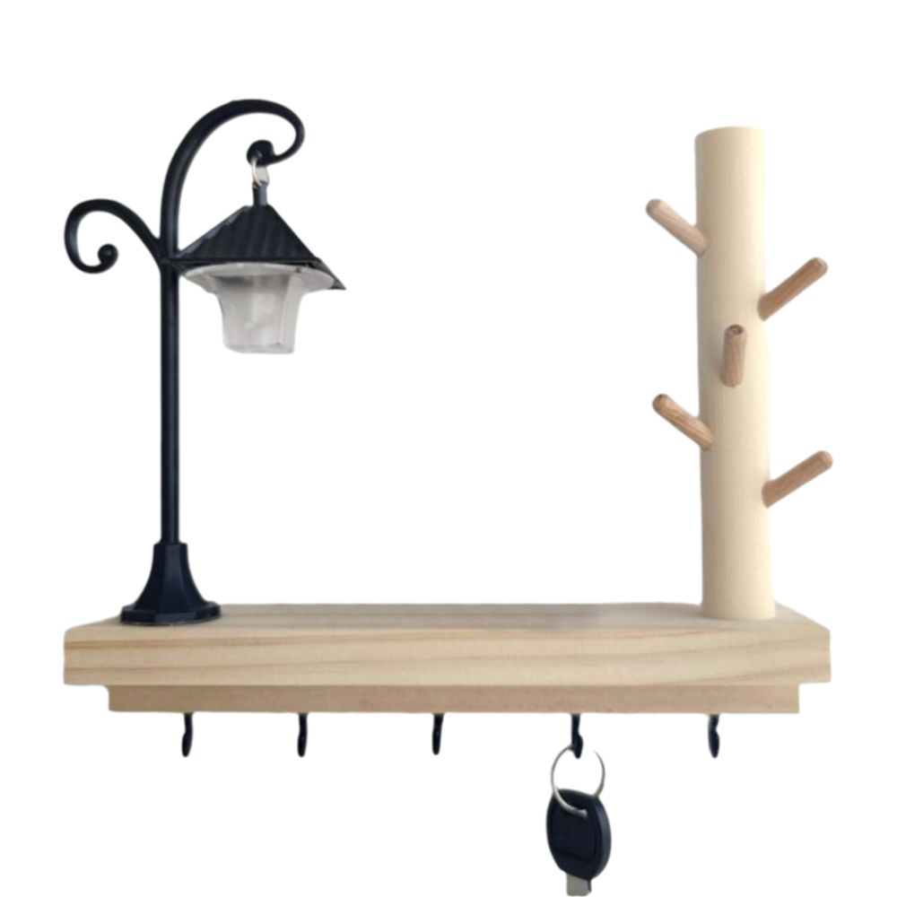 New Olid Wood Wood Wall Key Hook Wood Finish 6 Hooks Key Storage Rack Easy Install No-Drill Entryway Organizer Entryway